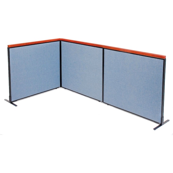 Interion By Global Industrial Interion Deluxe Freestanding 3-Panel Corner Room Divider, 48-1/4inW x 43-1/2inH Panels, Blue 695081BL - main